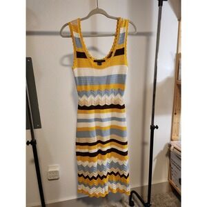 French Connection Knit Bodycon Dress Chevron Striped Sleeveless Size 6